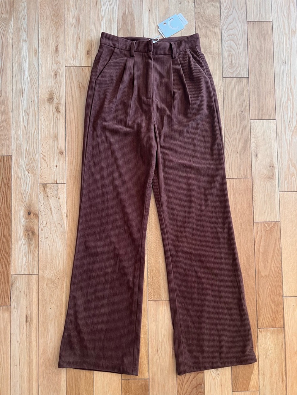 Commense Chocolate Brown Wide-Leg Corduroy Trousers